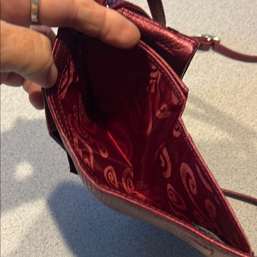 Brighton Red Crossbody Bag with Scalloped Flap - Picture 4 of 12